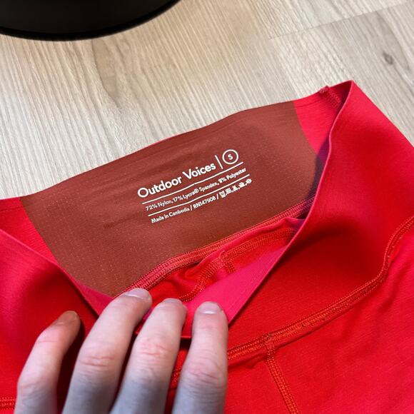 Women's Outdoor Voices Bright Red Pink Leggings Yoga Workout Pants Sz Small S OV - Picture 6 of 6